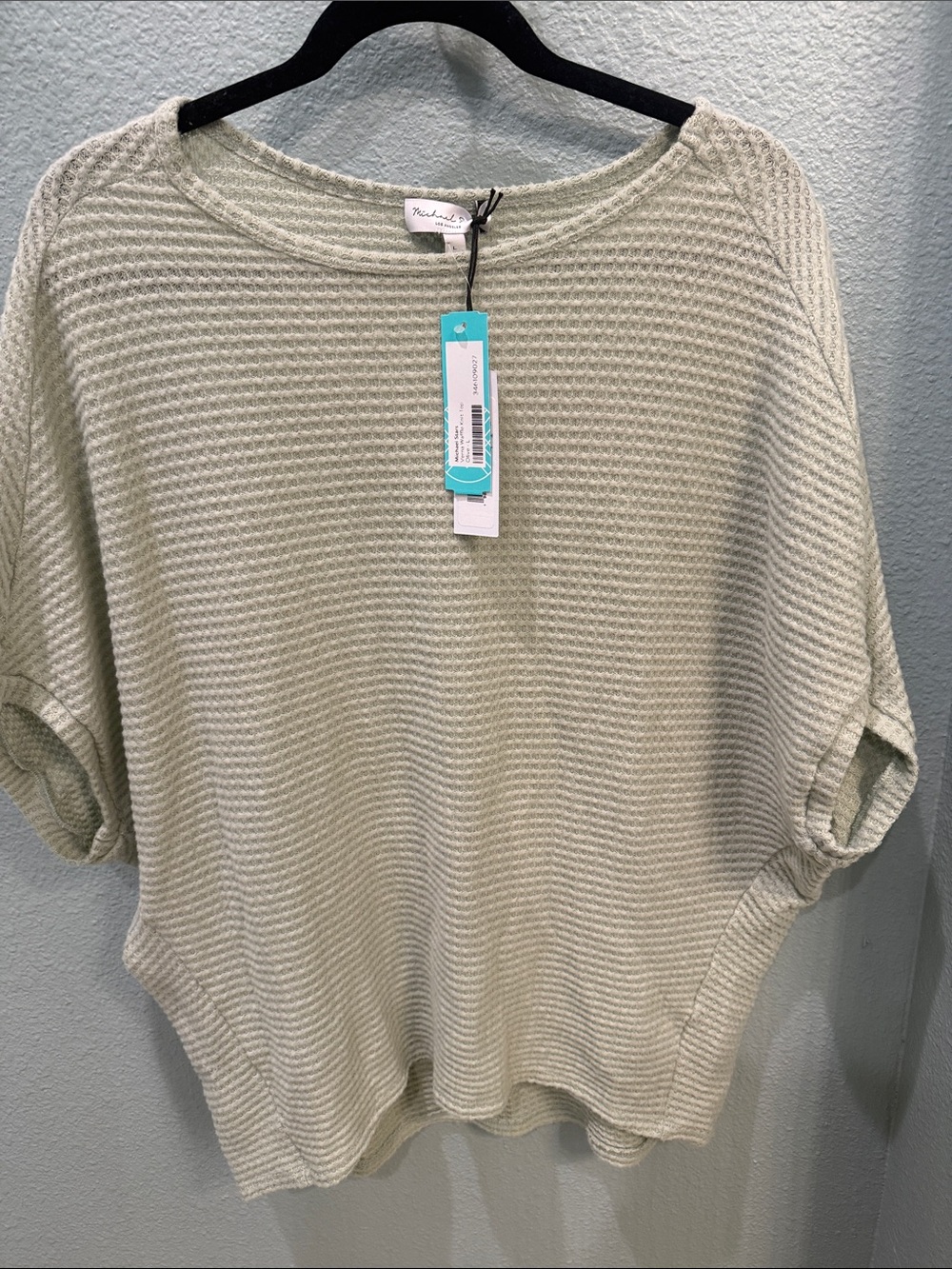 Michael Stars Light Sage Waffle Knit Women's Top Large NWT